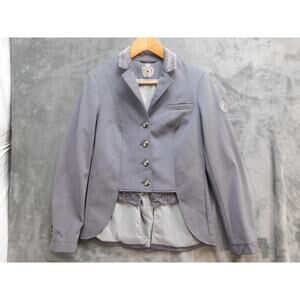 Fair Play Blazer Womens 38 Gray Tailored Lined Notch Lapel Four-Button